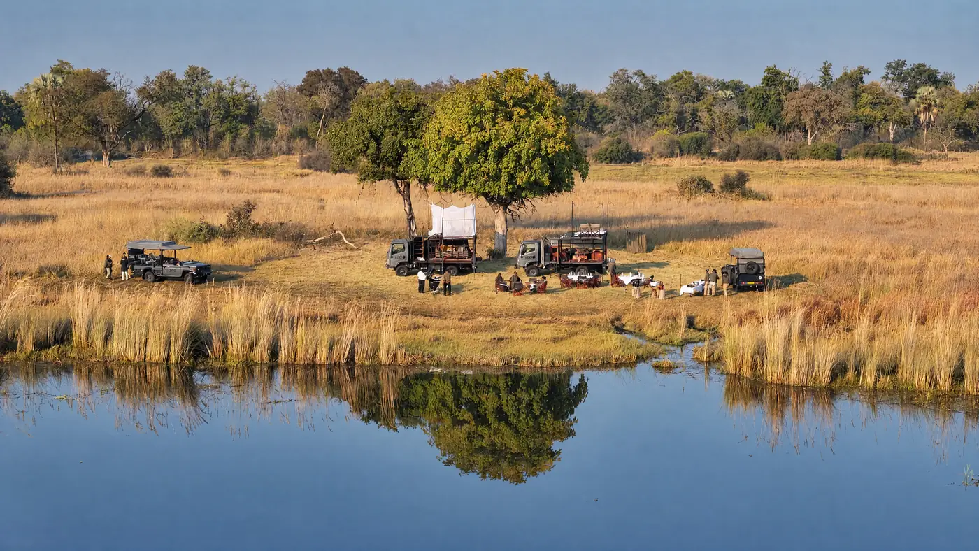 The sleep out beside a lagoon, seen from the air